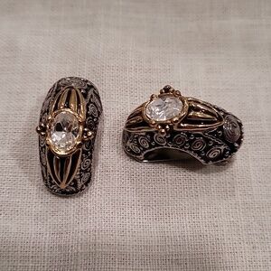 Earrings Clip Gold Silver Rhinestone